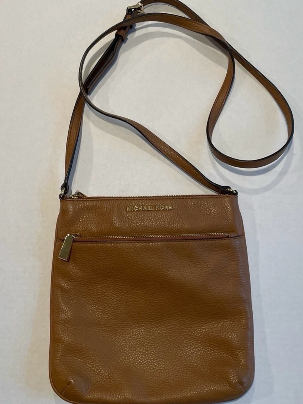 Michael Kors Tan Brown Pebbled Leather Crossbody Bag